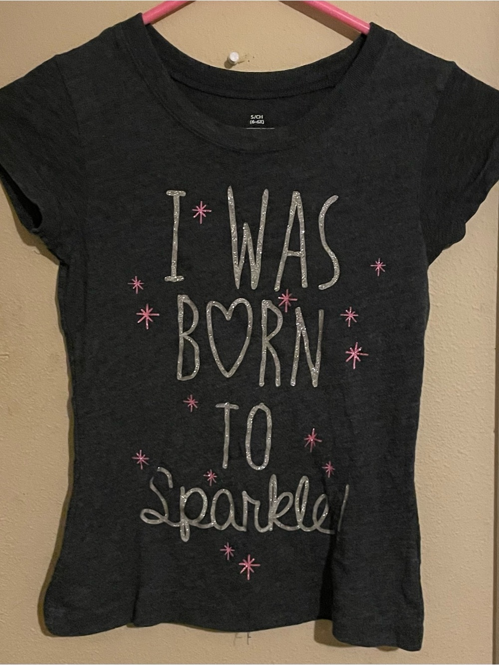 Girls' Black 'I Was Born to Sparkle' Graphic Tee